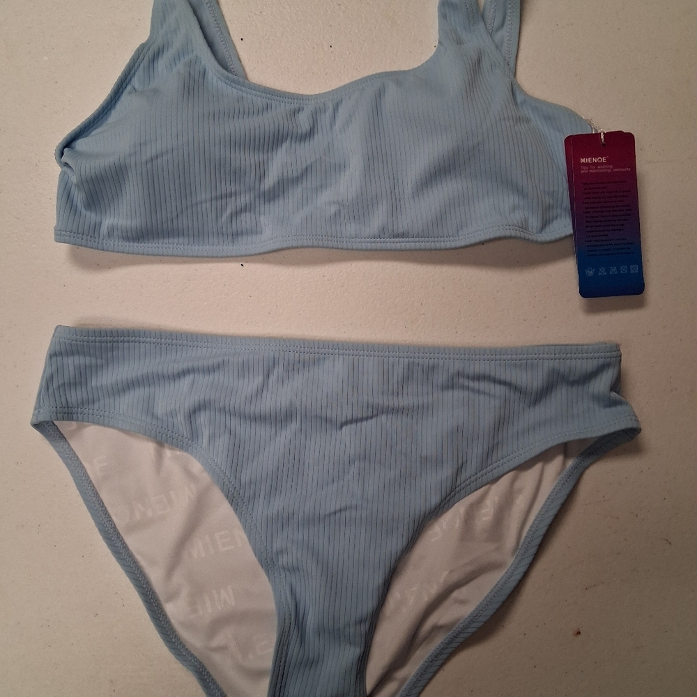 Young Girl's Light Blue 2 Piece Swimsuit Size XXL